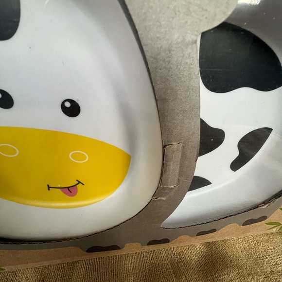 NEW Dinnerware Set Bamboo 5 Pcs with Plate Bowl Cup Fork Spoon (Cow) - Picture 2 of 7